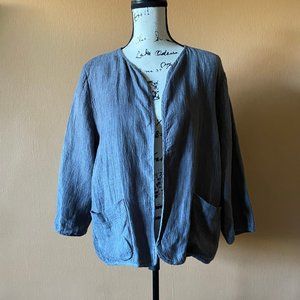 Eileen Fisher Linen Blend Crop Open Jacket